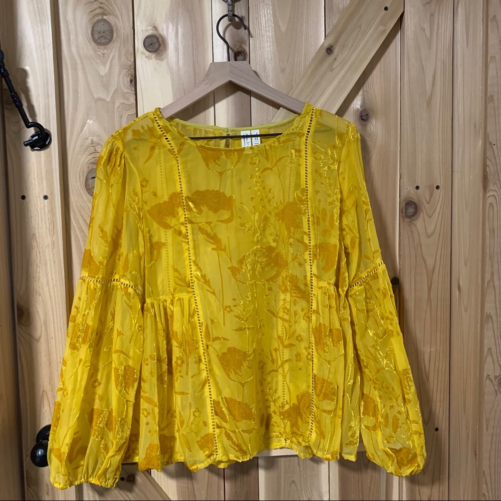 Anthropology Meadow Rue velvet burn out boho top